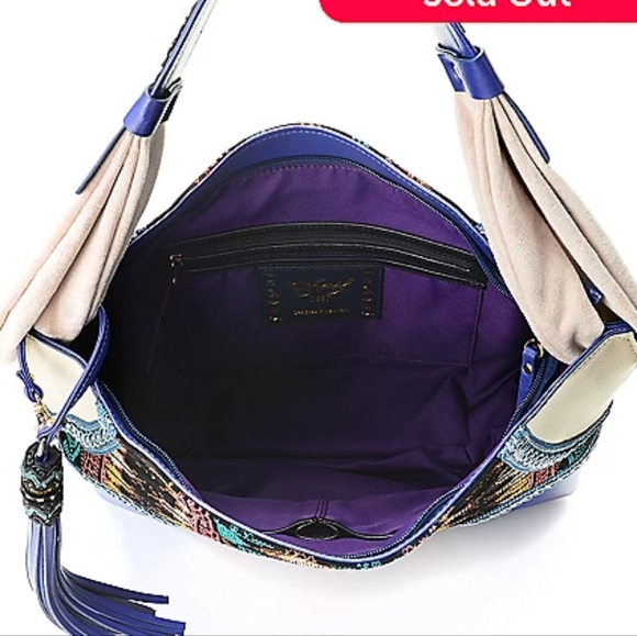 SHARIF 💜 WOW Melange Needlepoint Hobo Boho Bag (Brown) purse💜 - Picture 16 of 16